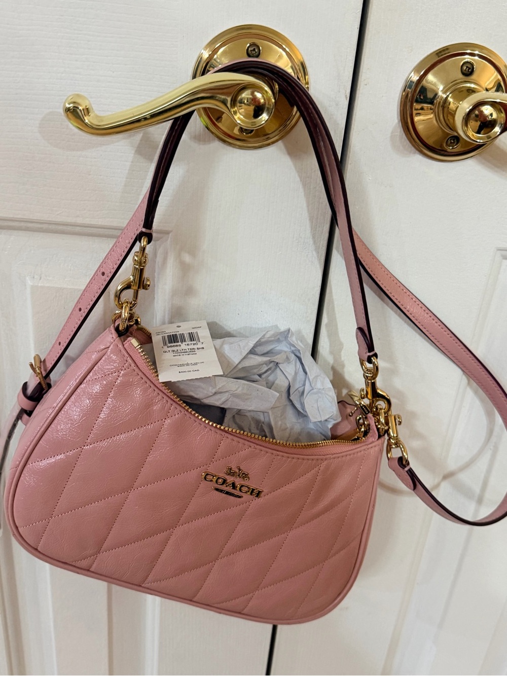 Coach Quilted Leather Teri Shoulder Bag in Pink